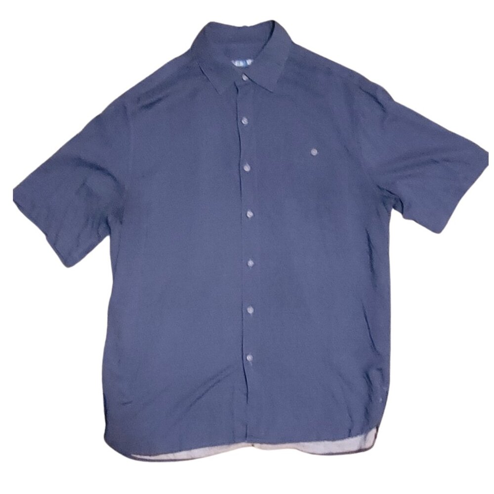 Batck Bay Shirt Men's Medium Blue Silk Hawaiian Tropical Short Sleeve